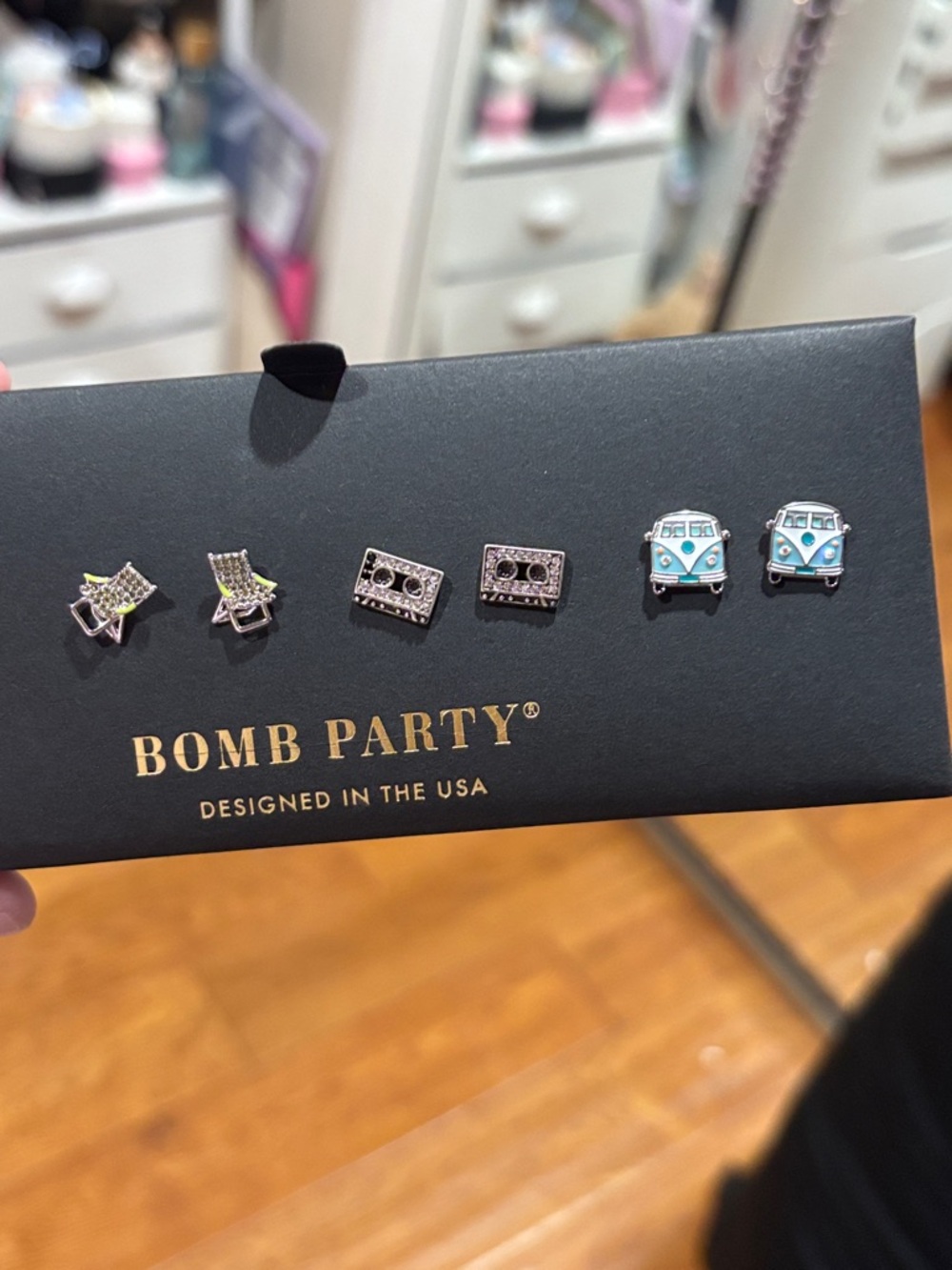 Bomb Party simply studs Camper & Retro Stud Earring Set - Teal & Silver